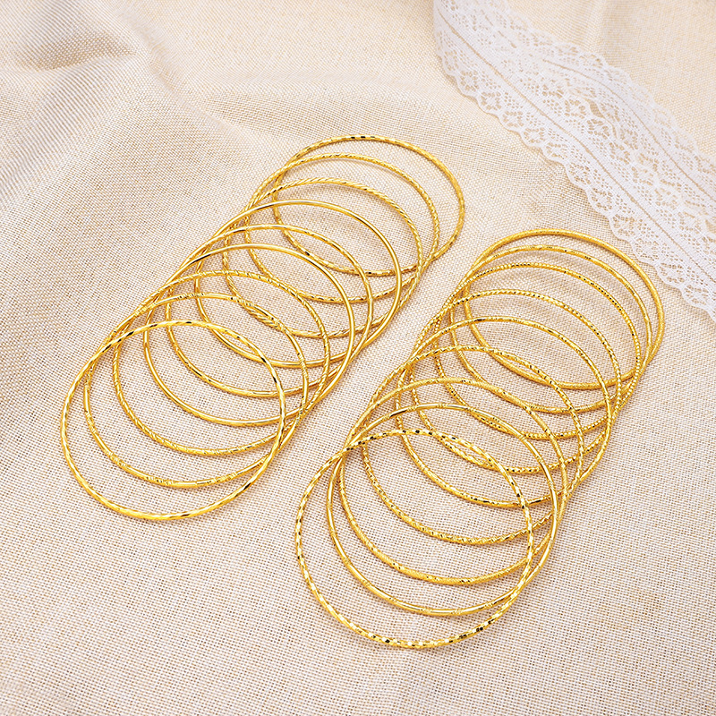 Gold Thin Circle Bracelet 2mm Coil Women's Bracelet Brass Gold-Plated Bracelet Live Broadcast Room Best-Selling Bracelet