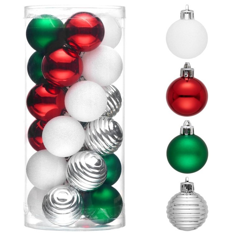Barril transfronterizo de color bola de Navidad con forma de bola 4cm bola de plástico galvanizado colgante de decoración de árbol de Navidad