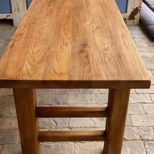 Bar Counter Vintage Desk Dining Table Large Board Table Modern Minimalist Solid Wood Style Natural Wood Custom Old Elm Retro 0J