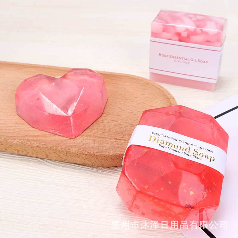 欧美热销伴手礼宝石皂爱心皂手工皂soap金箔皂沐浴钻石皂现货批发