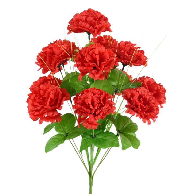 Henan Photos Pantalla Flor artificial 12 Clavel de rama verde afrutado Decoración Flor Ramo del Día del Maestro