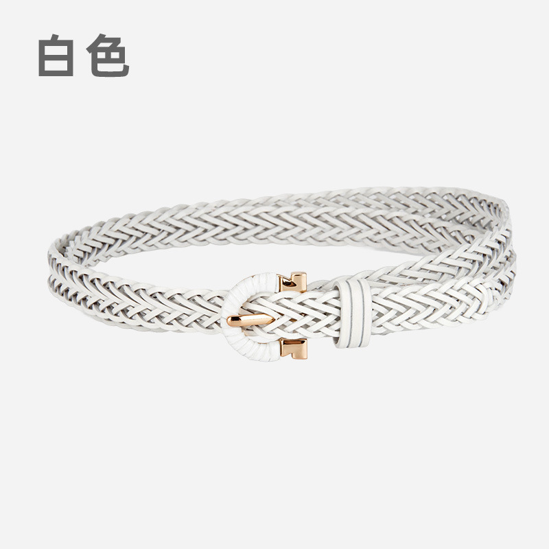 时尚韩版女士编织腰带免打孔复古百搭简约搭配休闲牛仔裤装饰皮带|undefined