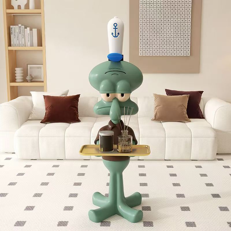 Oversized Squidward Internet Celebrity Tray Floor Ornament Tv Cabinet Sofa Moving Resin Decorative Craft Living Room