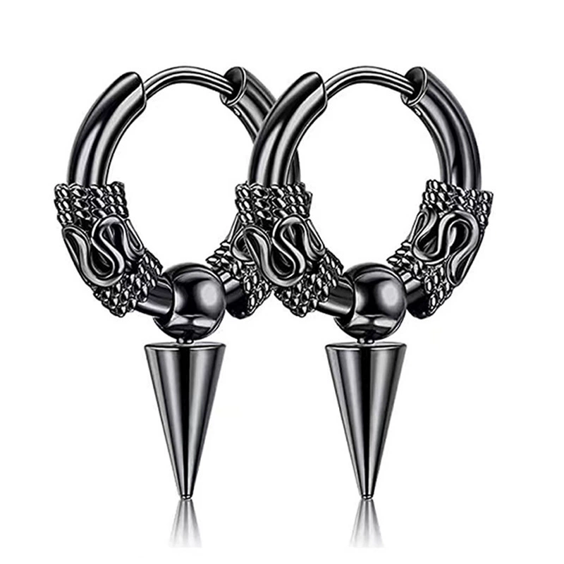 Чёрные серёжки из нержавеющей стали, цепь, подвеска, Aliexpress