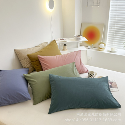 Vintage Instagram-style small floral pure cotton pillowcase solid color 100% cotton washable cotton pillowcase bulk wholesale