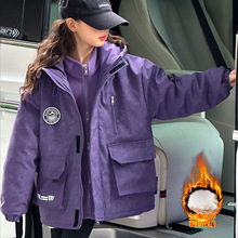 女童冲锋衣夹棉加厚冬季外套中大儿童潮范连帽三合一保暖冬装风衣