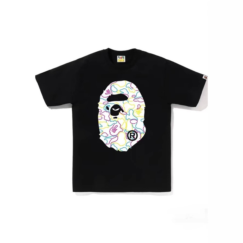 Trendy Cross-Border Bape Ape Head Cartoon Short-Sleeve T-Shirt for Male and Female Students and Couples, Available for Dropshipping