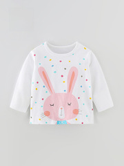 Cotton Autumn New Women's Children's Long Sleeve T-Shirt Children's Base Shirt Middle Child Thin Style Top European and American Children's Clothing Agency