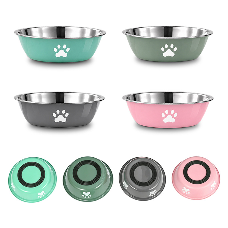 Pet Dog Food Basin Rice Basin Stainless Steel Dog Basin Dog Bowl Drinking Bowl Anti-overturning Large Dog Cat Basin Cat Bowl Water Basin