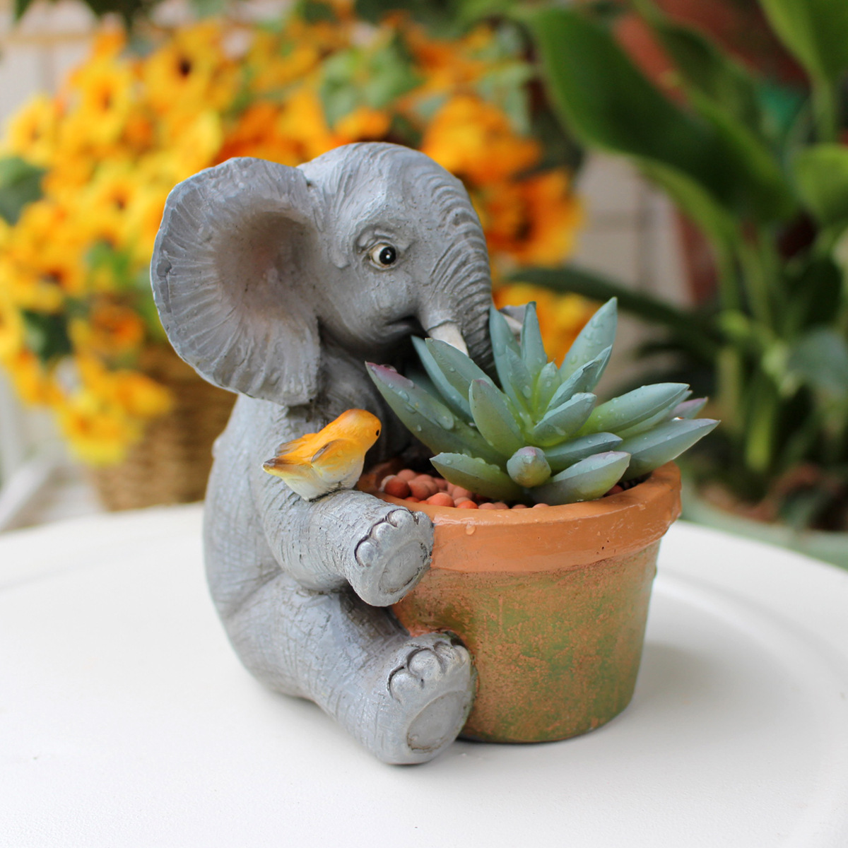  new cartoon elephant garden small flowerpot resin desktop succulent plant planting container home decoration now
