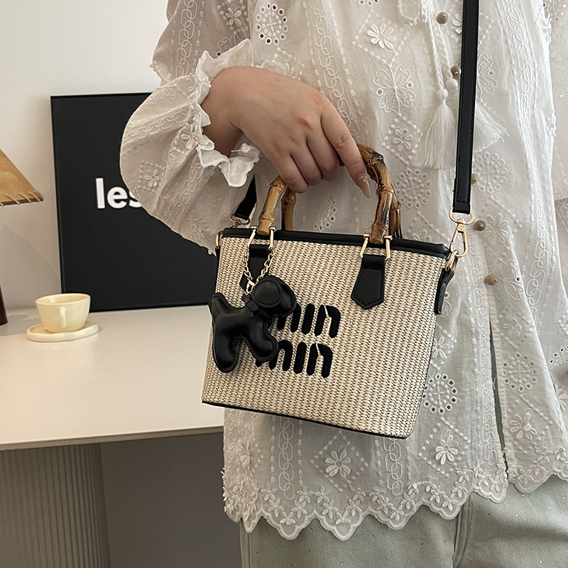 Trending Woven Mini Bag For Women 2025 New Summer Casual Beach Vacation Crossbody Handheld Bucket Bag - Thumbnail 4