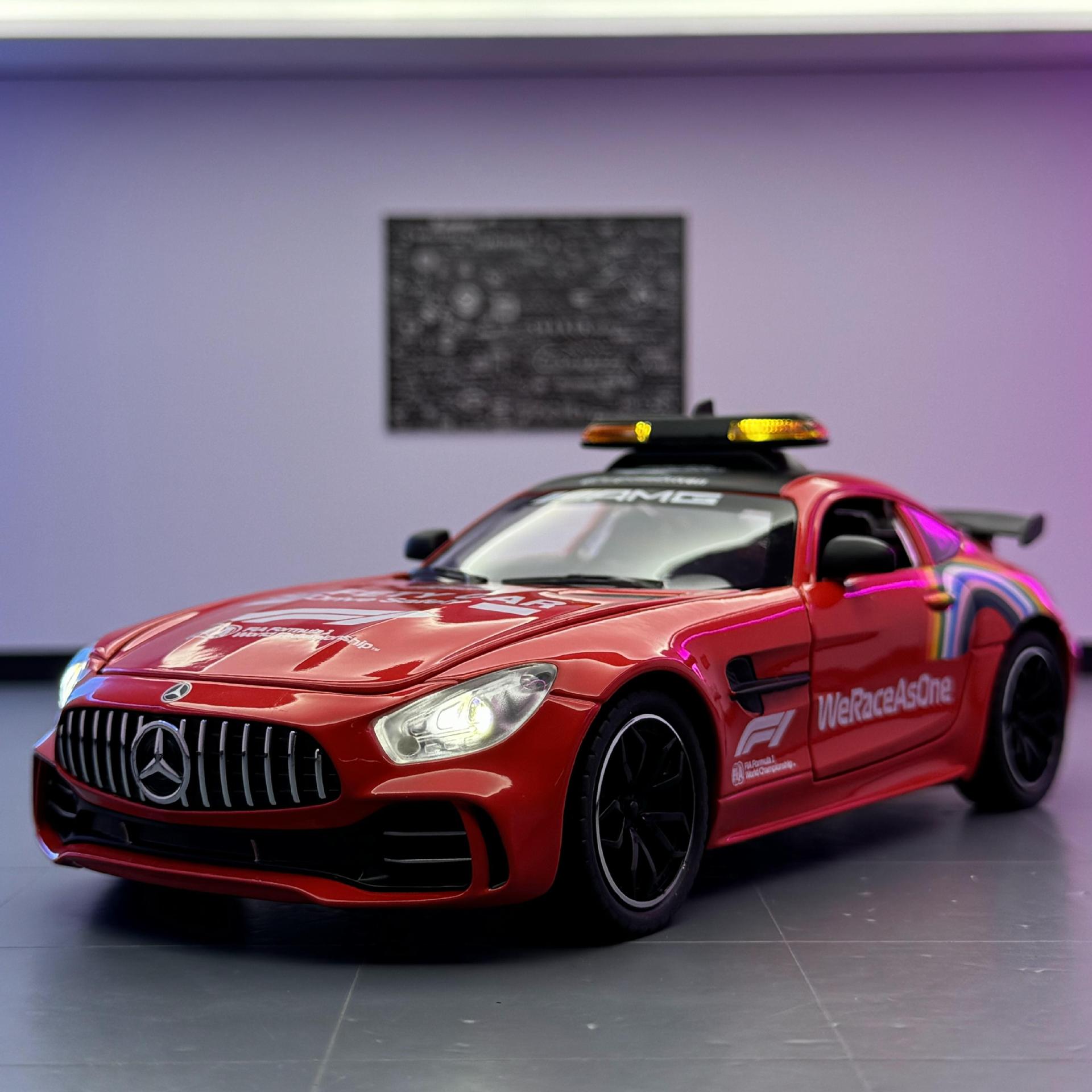 Coche a modelo de coche 1:24 Big Ben GTR-Race Safety Car Versión de pintura Sonido y luz atrás Juguete Coche deportivo Modelo de sonido