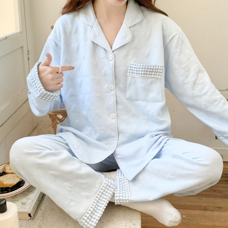 해피 월 가을, 겨울 샌드위치 코튼 출산 잠옷 달콤한 가디건 산모 모유 수유 의류 샌드위치 따뜻한 감금 옷