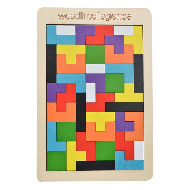Bloques de construcción de Tetris clásicos de madera para niños bebé educación temprana diversión educativa bloques de construcción juguete rompecabezas de madera