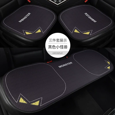 Half-Wrapped Waist-Cushion, Universal for All — Seat cushion, seat cover - black-little-monster3-piece-set-2-front-seats-rear-bench-seat-honeycomb