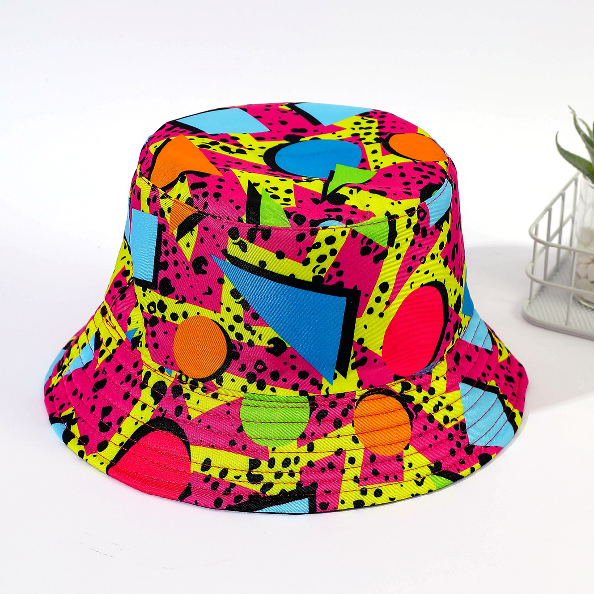 Estilo retro pescador sombrero femenino hip hop versátil figura geométrica cuenca sombrero primavera y verano sol-prueba moda sol sombrero