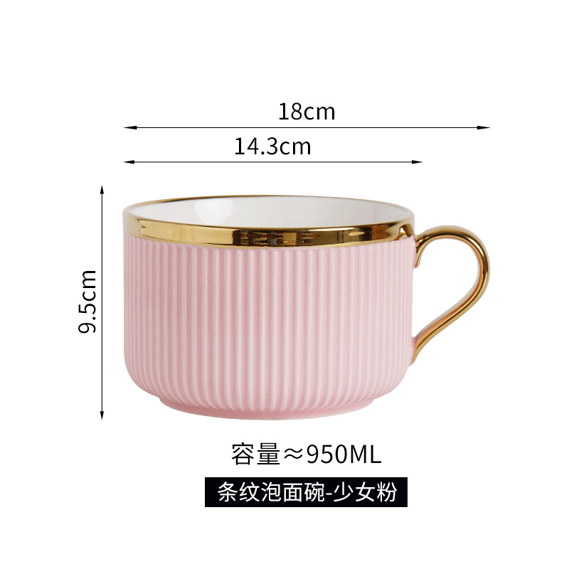 Tazón de fideos instantáneos de cerámica creativa con tapa para estudiantes de dormitorio con mango Tazón de fideos instantáneos para comedor Caja de almuerzo para uso personal