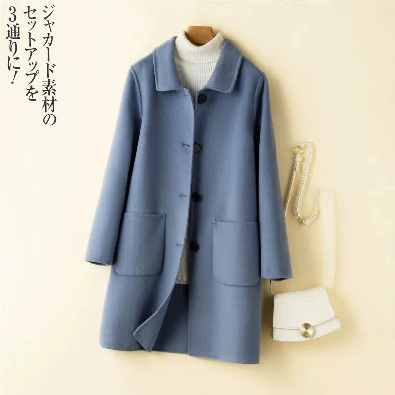 Long suit, double-sided velvet fashionable woolen coat, jacket, mid-length