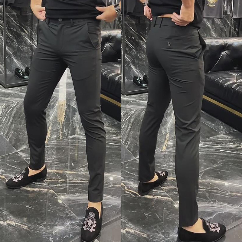 [Calidad de TikTok] Primavera y otoño nuevos pantalones casuales de los hombres pantalones de traje de negocios estiran todos los Pantalones rectos delgados