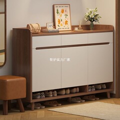 無垢材靴キャビネット新しい家庭用大容量玄関ドア屋内廊下大容量シンプルな多層靴ラック
