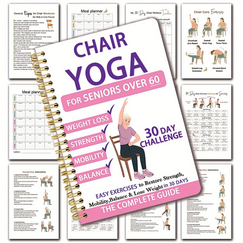 Cross-Border Best-Selling New 30-Day Chair Yoga Guide Planner for Seniors over 60 Years Old, Notebook with Spiral Binding Cross-Border Best-Selling New 30-Day Chair Yoga Guide Planner for Seniors over 60 Years Old, Notebook with Spiral Binding