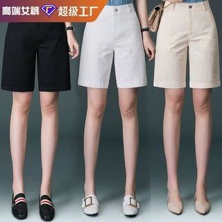 58号  纯棉短裤女士夏季高腰显瘦小个子休闲直筒裤子宽松五分裤