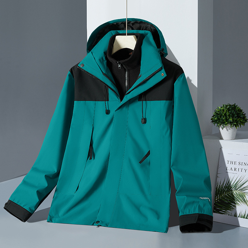 秋冬季三合一冲锋风衣户外夹克防护外套男女防水夹克情侣登山服|undefined