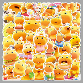 50张动画片水豚噜噜贴纸卡通可爱卡皮巴拉防水装饰笔记本手帐贴纸