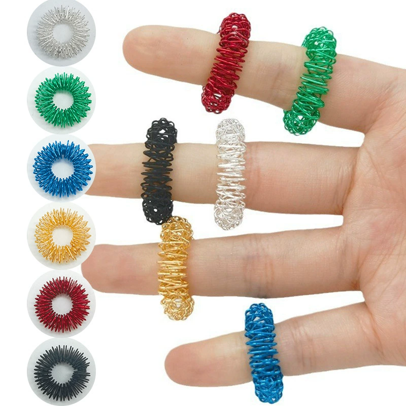 Трансграничная горячая Распродажа цветной мини-массажное кольцо для пальцев пружинное кольцо массажер декомпрессионные игрушки оптом