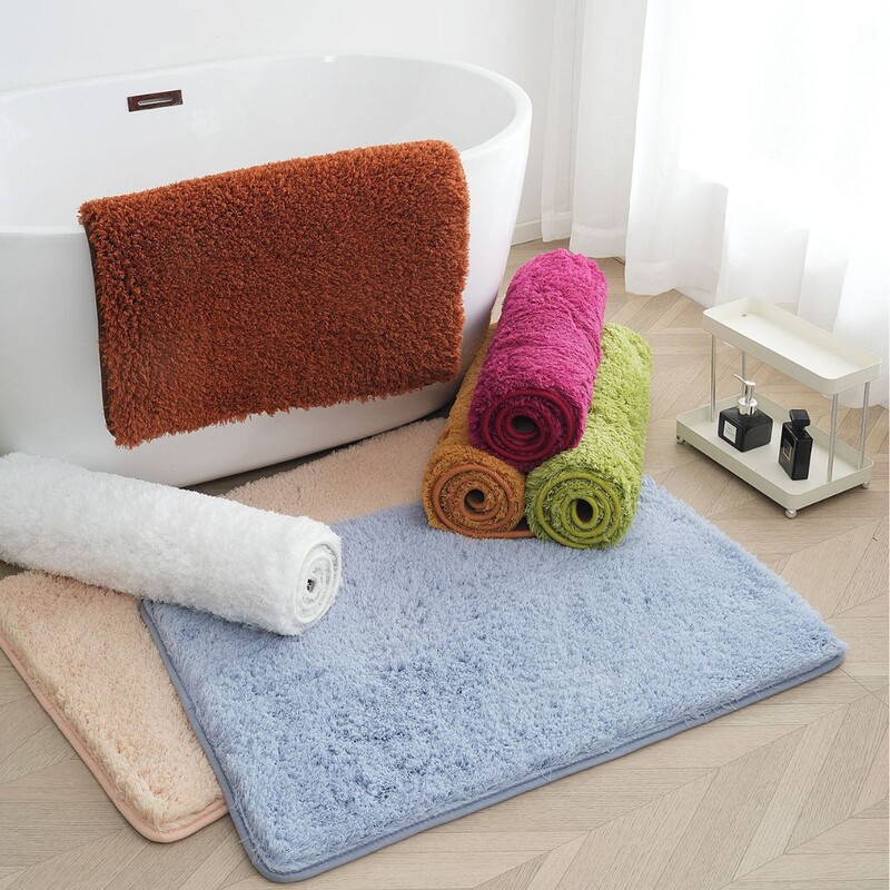 Cross-Border Thickened Lamb Velvet Bathroom Carpet Solid Color Simple Absorbent Door Mat Living Room Full Floor Mat Bedroom Entrance Blanket