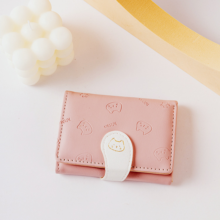 Cat Tail Cute Women's Card Holder Fashion Buckle Cartoon Print Pu Short 70% off Coin Purse Wallet