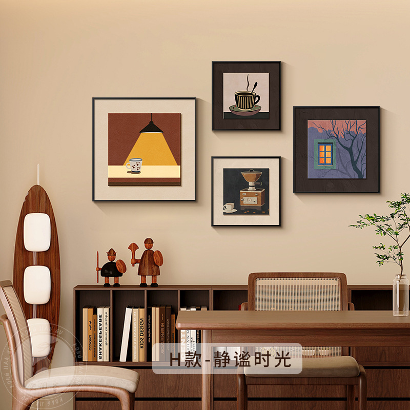 法式中古风餐厅装饰画小众艺术组合壁画美拉德客厅沙发背景墙挂画|undefined