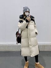 冬季白鸭绒羽绒服外套女中长款过膝加厚面包服新款白鸭绒韩版宽松