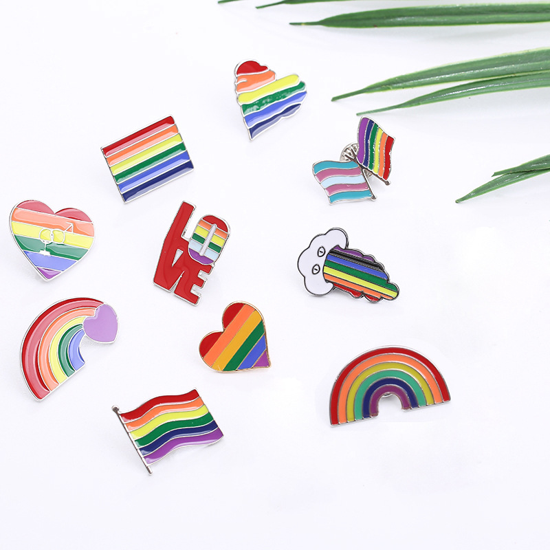 Heart Bridge Sheep Rainbow Flag Alloy Brooch Lapel Pin Accessory_voghion.com