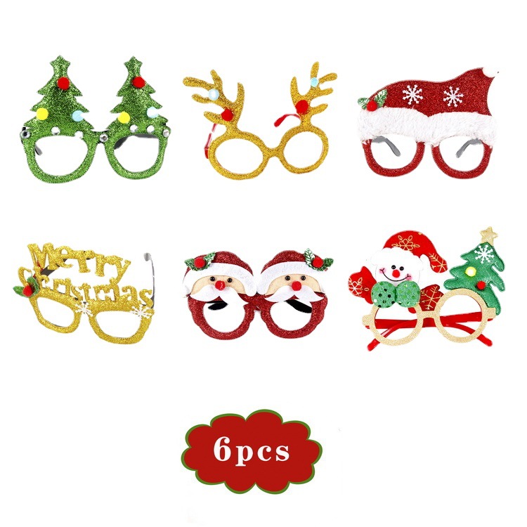 Gafas navideñas con juego de adornos, accesorios de Navidad para adultos y niños, anillos y pulseras a juego