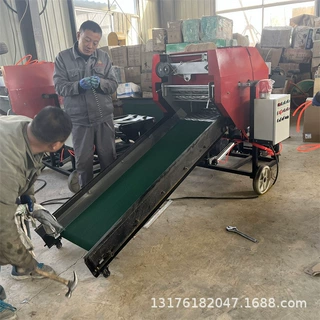青储饲料打捆包膜机5吨养殖场存粮草压块机自动上料稻草打包机