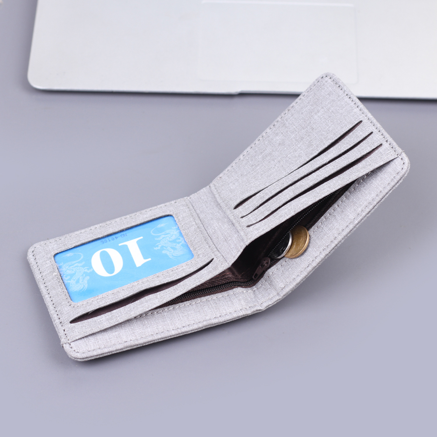 Canvas cartera corta para hombres con cremallera cartera de hombres cartera de tarjetas de hombres cartera de hombres en una cartera de hombre transfronteriza