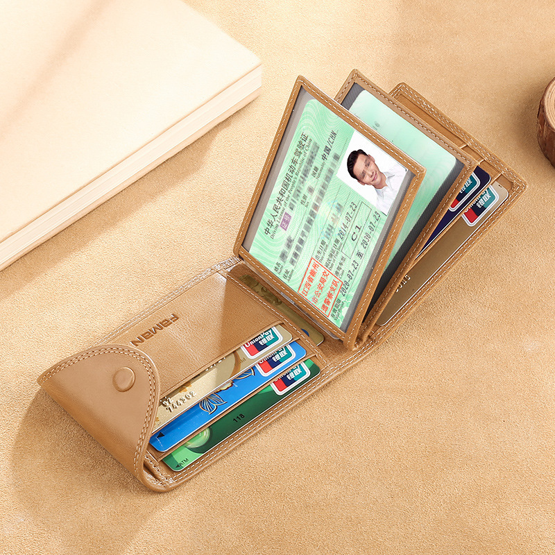 Funda de cuero para licencia de conducir de piel de vaca Paquete de tarjeta de identificación multifuncional para hombre Funda para tarjeta de licencia de conducir Clip de licencia de conducir de vehículo de motor delgado
