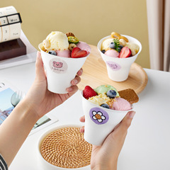 使い捨てネット赤手握り栗カップかき氷カップ分解アイスクリームデザートボウルはアイスクリーム紙コップを賛美することができる