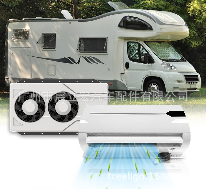 Manufacturer's new double-fan split parking air conditioner 12V24V mute high cooling capacity electric truck car saloon