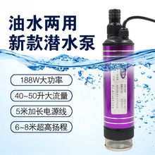 24V柴油抽油泵家用电动自吸小型潜水泵12V大流量抽水泵防冻钢丝管