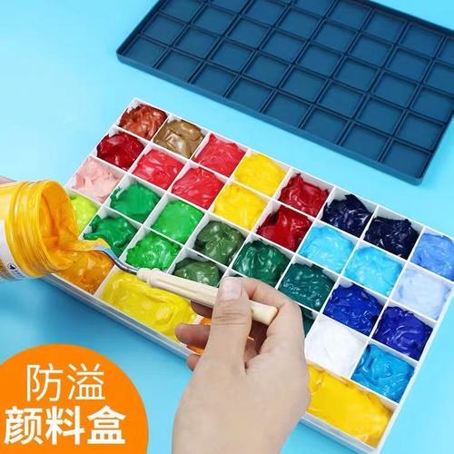 Soft cover paint box palette box 12 24 48 grid student art painting gouache watercolor acrylic sealed palette box