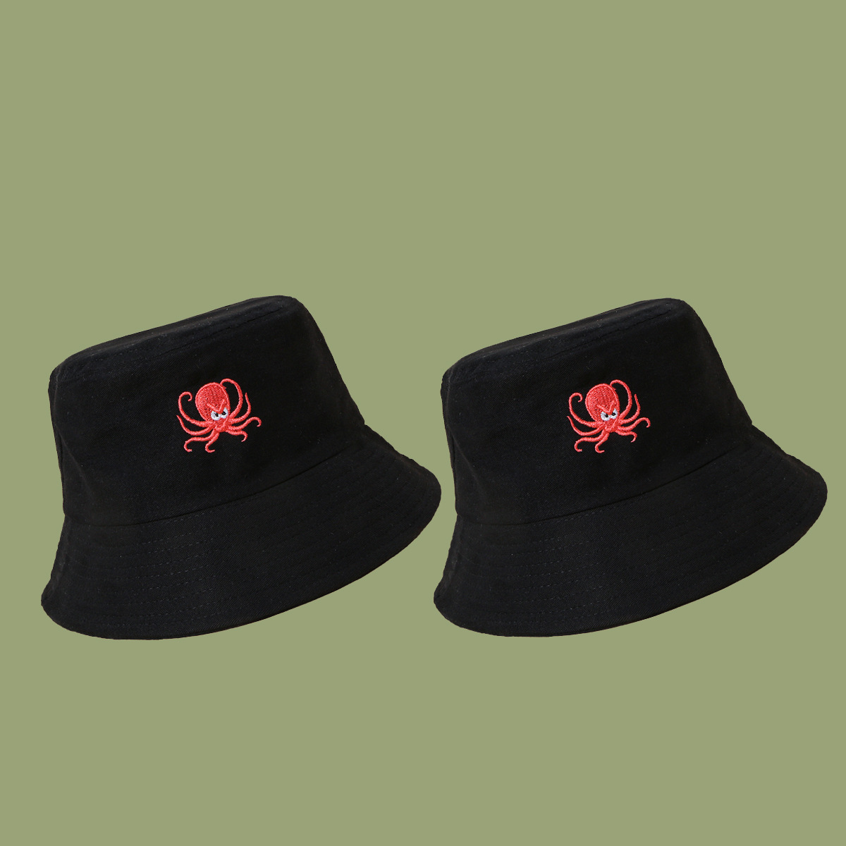 Korean Fashion Style Embroidered Octopus Fisherman Hat display picture 1