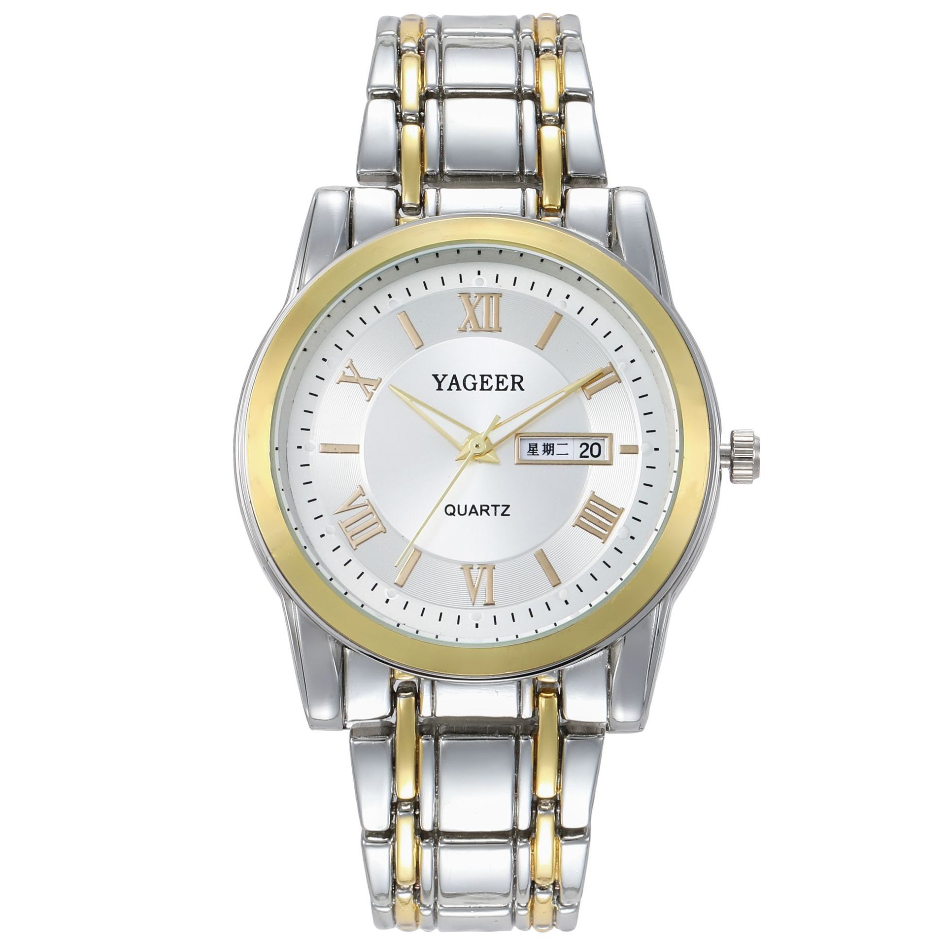 New Men's Watch steel belt waterproof casual double calendar retro men's watch luminous business quartz watch_voghion.com