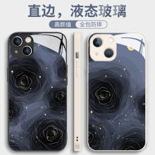 黑玫瑰苹果13手机壳iPhone12promax水墨画14pro复古风8plus中国风