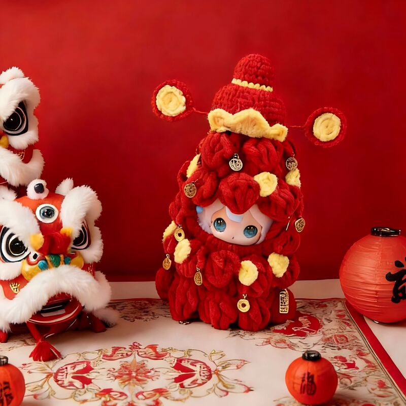 Finished New Year's Edition Fortune Tree Doll Clothes, Creative Handmade Knitted Christmas Tree Decorations, Kt Cat Clothing Accessories, Small Gifts