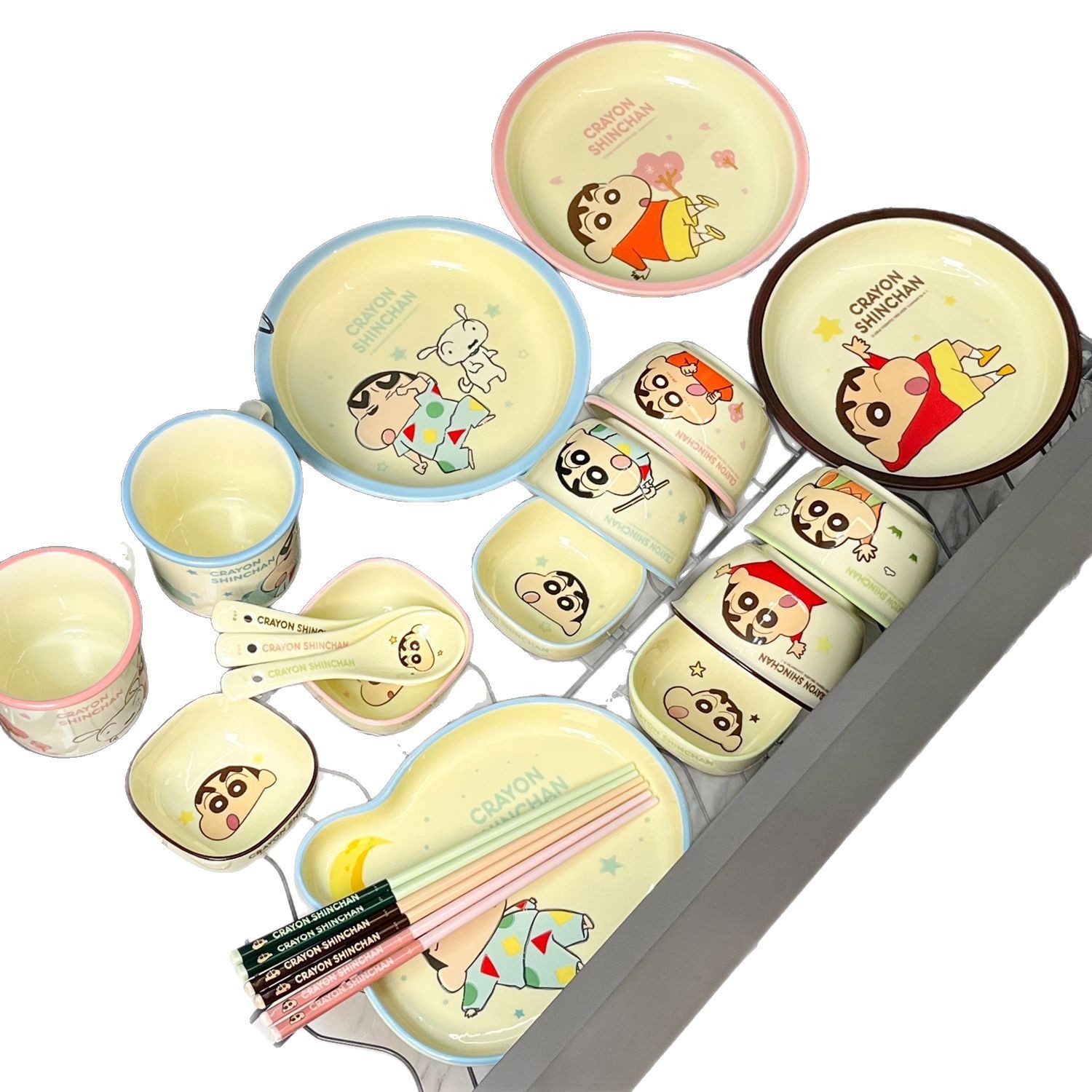 Crayón pequeño nuevo nuevo tazón de cerámica encantador conjunto de platos caseros tazón de sopa de arroz guapo regalo