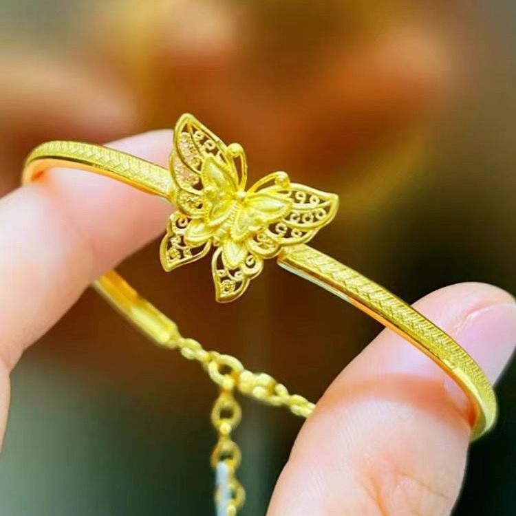 New Chinese fashion silk butterfly bracelet bracelet women's gold-plated retro diamond chain bracelet bracelet supply batch_voghion.com