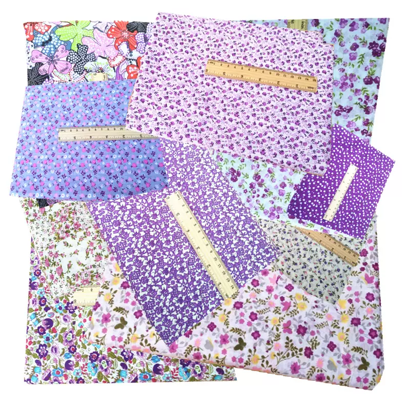 紫平纹纯棉布料里布衬布小碎花平纹棉布手工DIY拼布娃衣大肠发圈