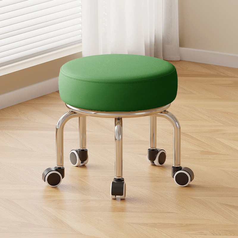 Polia doméstica taburete bajo rueda universal pequeño taburete silencioso rotativo taburete redondo móvil con artefacto moderno y simple